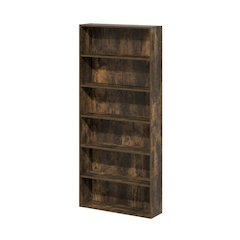 Amber Pine 6-Tier Open Shelf Bookcase with Storage Organizer