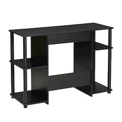 Black compact computer study desk with sturdy design and space-efficient layout