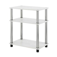 White Oak and Chrome 3-Tier End Table 2-Pack with Modern Design