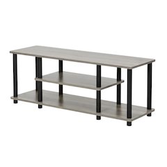 French Oak Grey TV Stand with 3 Tiers and No Tools Assembly