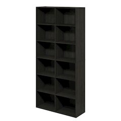 Wooden bookcase with open shelving for contemporary decor storage
