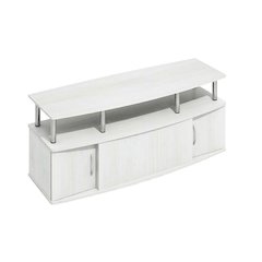 White wood entertainment center for TVs up to 55 inches with ample storage space