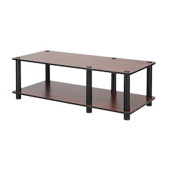 Dark Cherry TV Stand with Black Tube Frame and Composite Wood Construction