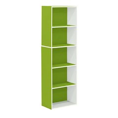 Reversible Color Open Shelf Bookcase, White and Green, Multi-Functional Storage