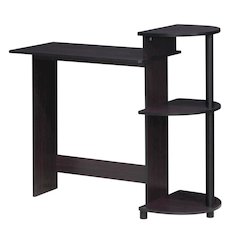 Compact Dark Walnut Computer Desk with Shelves for Efficient Workspace
