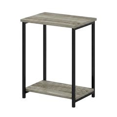 French Oak Metal Frame End Table for Living Room or Bedroom
