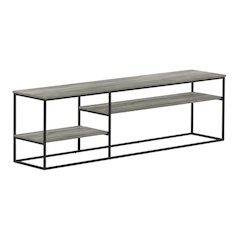 French Oak Grey Wood TV Stand for Up to 78-Inch Screens with Storage Space