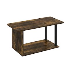 Modern Amber Oak Coffee Table with Open Shelf and 2 Tiers