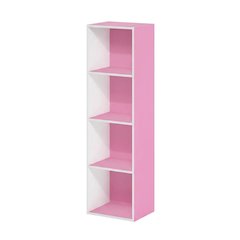 Pink 4-Tier Open Shelf Bookcase with Wood Construction for Storage