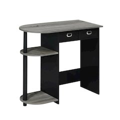 Black and Grey Laptop Desk with Steel Frame and Spacious Surface