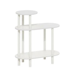 Oval 3-Tier Side Table with Open Shelves in White, Stylish and Functional