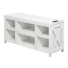 Wooden 3-Tier Entertainment Center for TV up to 55 Inch, USB Ports, Power Outlet