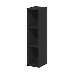 Wooden bookcase in sleek black finish with durable design and versatile storage
