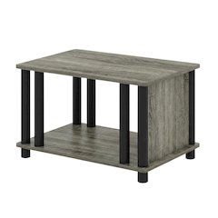 Small French Oak and Black End Table Set with Modern Design