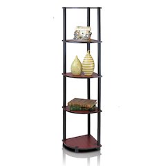 Turn-N-Tube 5 Tier Corner Display Rack Multipurpose Shelving Unit, Dark Cherry/Black