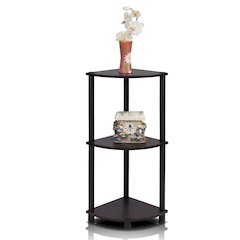 Turn-N-Tube 3-Tier Corner Display Rack Multipurpose Shelving Unit, Espresso/Black