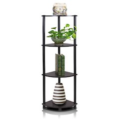 Turn-N-Tube 4-Tier Corner Display Rack Multipurpose Shelving Unit, Espresso/Black