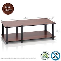 Just No Tools Mid TV Stand, Dark Cherry w/Black Tube