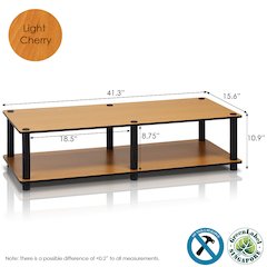 Just No Tools Wide TV Stand, Light Cherry w/Black Tube