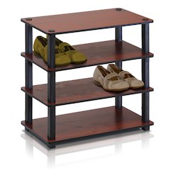 Turn-S-Tube 4-Tier Shoe Rack, Dark Cherry/Black