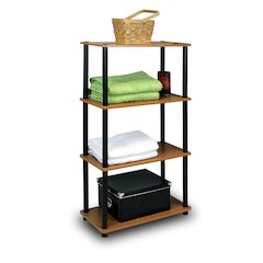 Turn-N-Tube 4-Tier Multipurpose Shelf Display Rack, Light Cherry/Black