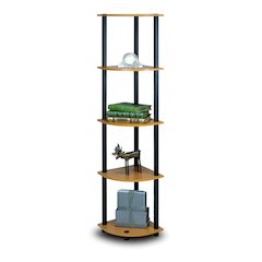 Turn-N-Tube 5 Tier Corner Display Rack Multipurpose Shelving Unit, Light Cherry/Black