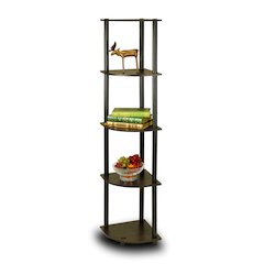 Turn-N-Tube 5 Tier Corner Display Rack Multipurpose Shelving Unit, Espresso/Black