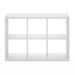 White Engineered Wood 6 Cube Storage Organizer with Open Back Modern Design