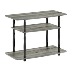 Wooden TV Stand, Classic Tube Design in Grey, Black, Modern Storage Solution