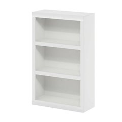 Wooden White Bookcase with Spacious Shelves for Living Room Storage