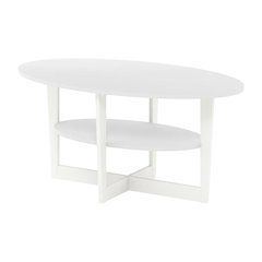 White Oval Coffee Table with Smooth Surface and Sturdy Construction  JAYA