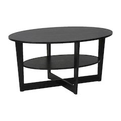 Round Walnut Coffee Table with Sturdy Wood Base and Smooth Finish