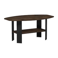 Columbia Walnut Coffee Table with Black Legs and Simple Modern Design