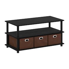 Black Oak Turn-N-Tube Coffee Table with Bin Drawers and Compact Storage