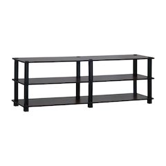 Dark Cherry/Black TV Stand with 3 Tiers and Engineered Wood Storage