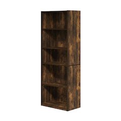 Wood Bookcase with Adjustable Shelves and Modern Design