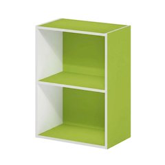 Gray 2-Tier Open Shelf Bookcase with Wooden Construction for Living Room Storage