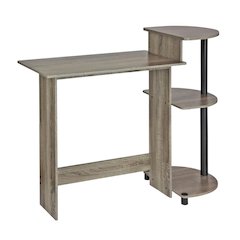 Compact Computer Desk in French Oak Grey, Black, Sleek Design, Sturdy