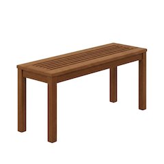 Backless outdoor garden bench with light wood finish for patio and deck sitting