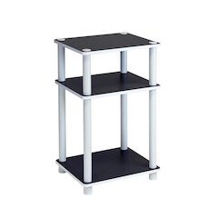 White 3-Tier No Tools Tube End Table with Modern Design and Easy Assembly