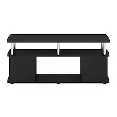 Coffee Table with Storage Shelf, Center Table with Bottom Shelf,Dark Americano