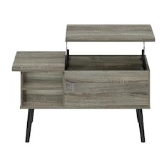 Grey Oak Lift Top Coffee Table with Storage Shelf and Hidden Compartment