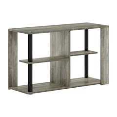 Narrow Coffee Table French Oak Black with Open Shelves and Sturdy Frame