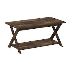 Amber Pine Coffee Table with Criss-Crossed Frame and Modern Minimalist Design