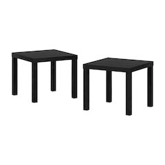 Black 2-Piece Square Coffee Table Set with Durable Sturdy Design