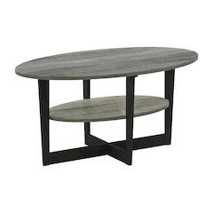 Oval Coffee Table French Oak Grey Black with Modern Design and Durable Surface