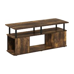 Amber Pine Utility Coffee Table with Storage Shelf and Metal Frame