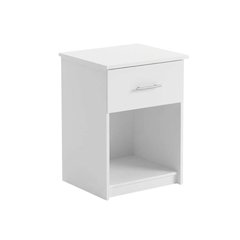 White Nightstand with Handle and Spacious Drawer for Bedroom Storage