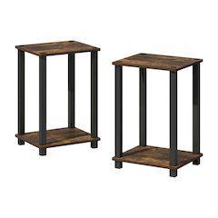 Amber Pine and Black Nightstands with Modern Design – Set of 2