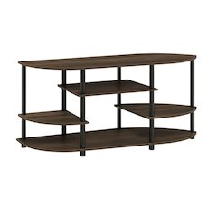 Corner TV Stand in Columbia Walnut/Black, Modern Design, Wood-Composite Material